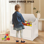 Wooden Storage Bench with Lid – 2-in-1 Toy & Blanket Box, Large Capacity with Safety Hinges