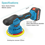 125mm Cordless Eccentric Polisher Set – High-Performance 380W Buffer for Car Detailing & Home DIY