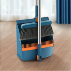 Long Handle Broom and Dustpan Set – Foldable Household Cleaning Brush with Hair Comb Teeth, Wet & Dry Floor Sweeping Set