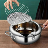 Induction-Compatible Stainless Steel Frying Pot – 2.2L Deep Fryer with Precision Temperature Control & Oil-Saving Design