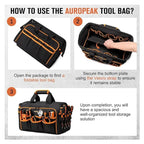 17-Inch Heavy-Duty Tool Tote Bag – Waterproof Multi-Pocket Organizer for Electricians & Mechanics