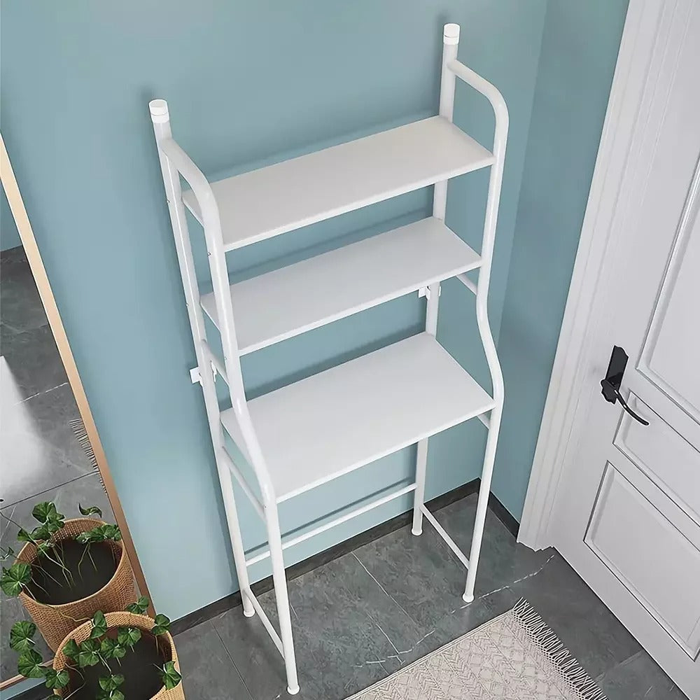 3-Tier Washing Machine Storage Shelf – Multi-Layer Bathroom Organiser Rack (White)