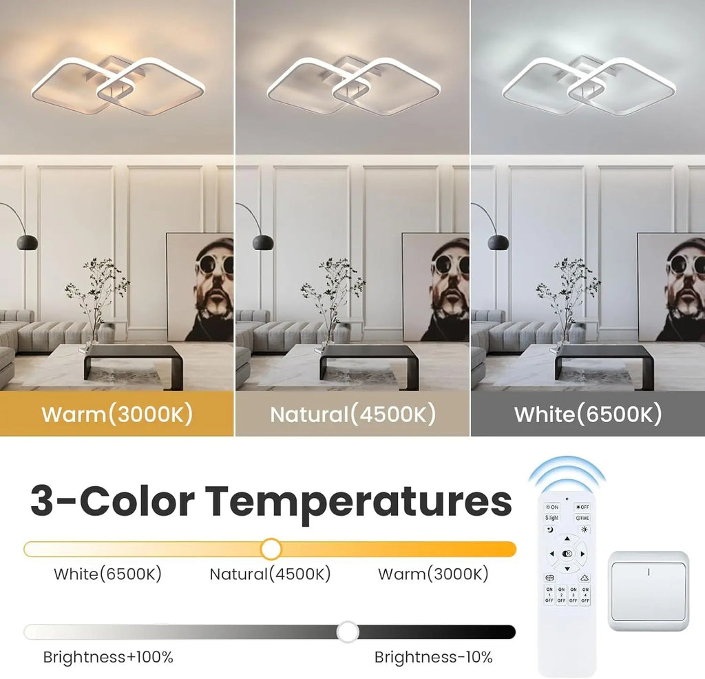 50W 5625LM LED Ceiling Light Dimmable,Ceiling Lamp with Remote Control 3000K-6500K 59cm,Modern Square Ceiling Lamps for Bedroom