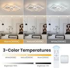 50W 5625LM LED Ceiling Light Dimmable,Ceiling Lamp with Remote Control 3000K-6500K 59cm,Modern Square Ceiling Lamps for Bedroom