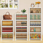 3/4/5 Tier Stackable Storage Boxes with Lids | Foldable Plastic Organiser with Lockable Wheels for Home & Office