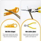 RJ45/RJ11/RJ12 Pass-Through Crimping Tool Kit – Includes Network Cable Tester, Stripper, 50 Connectors & Covers