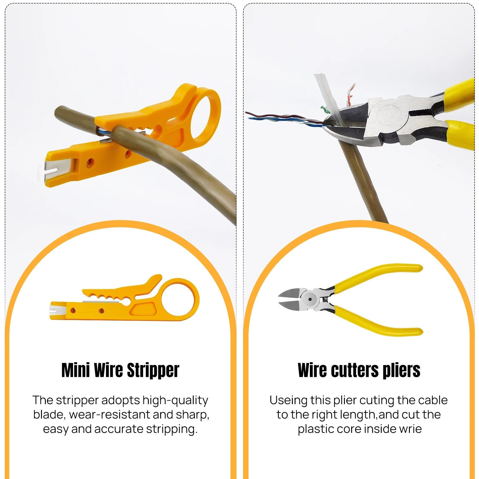 RJ45/RJ11/RJ12 Pass-Through Crimping Tool Kit – Includes Network Cable Tester, Stripper, 50 Connectors & Covers
