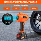 Portable Electric Car Tyre Pump, 180PSI High-Pressure Air Compressor, 21V Rechargeable & 12V Car Adapter