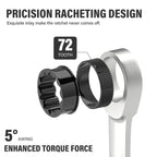 12pcs Metric Ratchet Spanner Wrench Set 8–19mm | Combination Ratcheting Spanners with Roll-Up Pouch