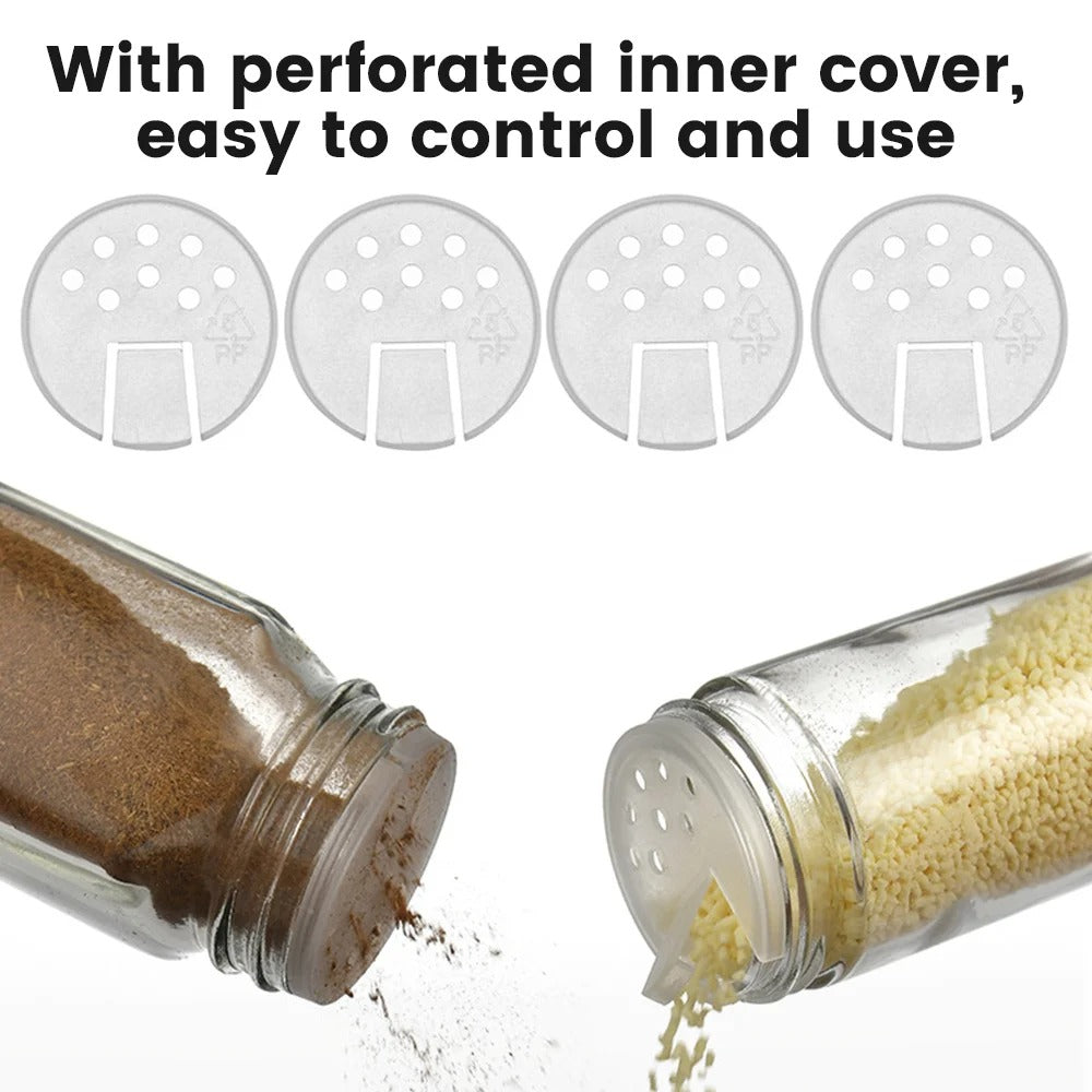 12PCS 120ML Glass Spice Jar Set – Transparent Seasoning Bottles with Shaker Lids & Labels