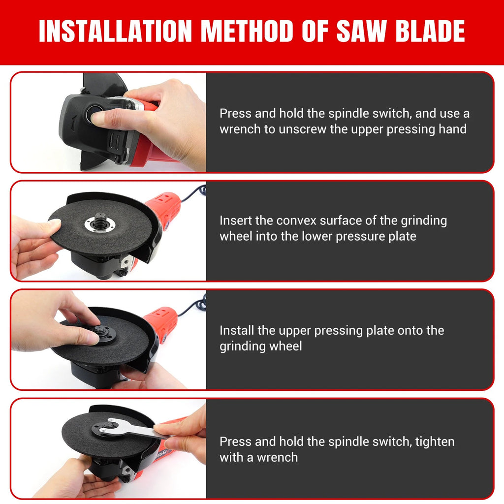 DayPlus 115mm Angle Grinder 5000W 4.5” Electric Corded Grinder 12000RPM M14 for Metal & Tile Cutting