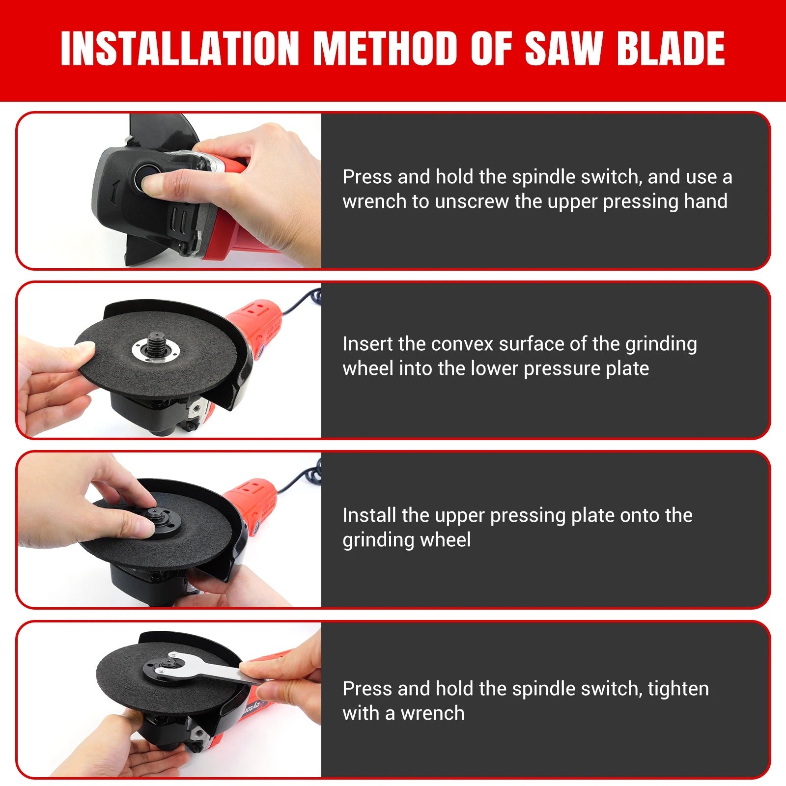 DayPlus 115mm Angle Grinder 5000W 4.5” Electric Corded Grinder 12000RPM M14 for Metal & Tile Cutting