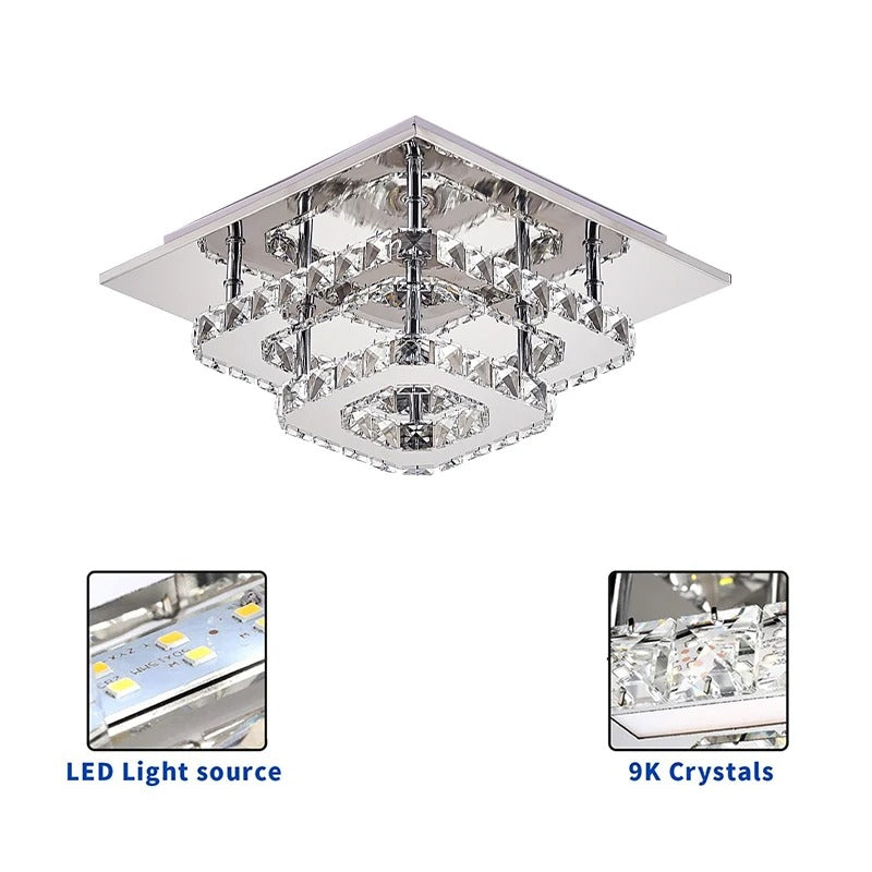 36W LED Ceiling Light Crystal Chandelier Pendant Lamp, Cool White