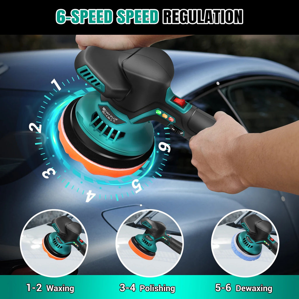 Electric Car Polishing Machine – Variable Speed Portable Buffer & Polisher with Dual Battery Set