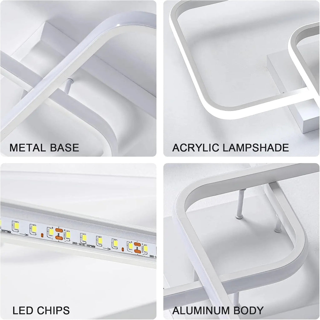 Modern Square Ceiling Light, LED Chandeliers, 42W Acrylic Ceiling Lamp for Kitchen Dining Room Living Room,6500K
