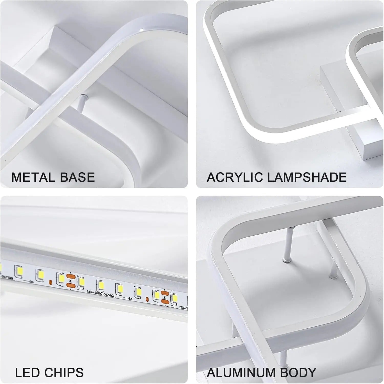 Modern Square Ceiling Light, LED Chandeliers, 42W Acrylic Ceiling Lamp for Kitchen Dining Room Living Room,6500K