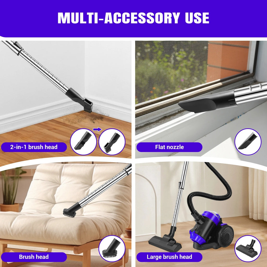 3 IN 1 Vacuum Cleaner, 3800W Basics Cylinder Vacuum Cleaner with HEPA filter for Hardfloor, Carpet,Car Living Room,Kitchen,1.5L