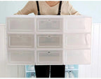 20/24PCS Foldable Clear Shoe Boxes Set – Stackable Plastic Shoe Rack Storage Container for Home Organizer 33×23×14cm