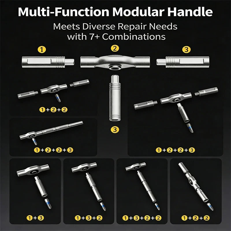 24-in-1 Magnetic Ratchet Screwdriver & Allen Wrench Set – Compact Multi-dlTool with T-Hane