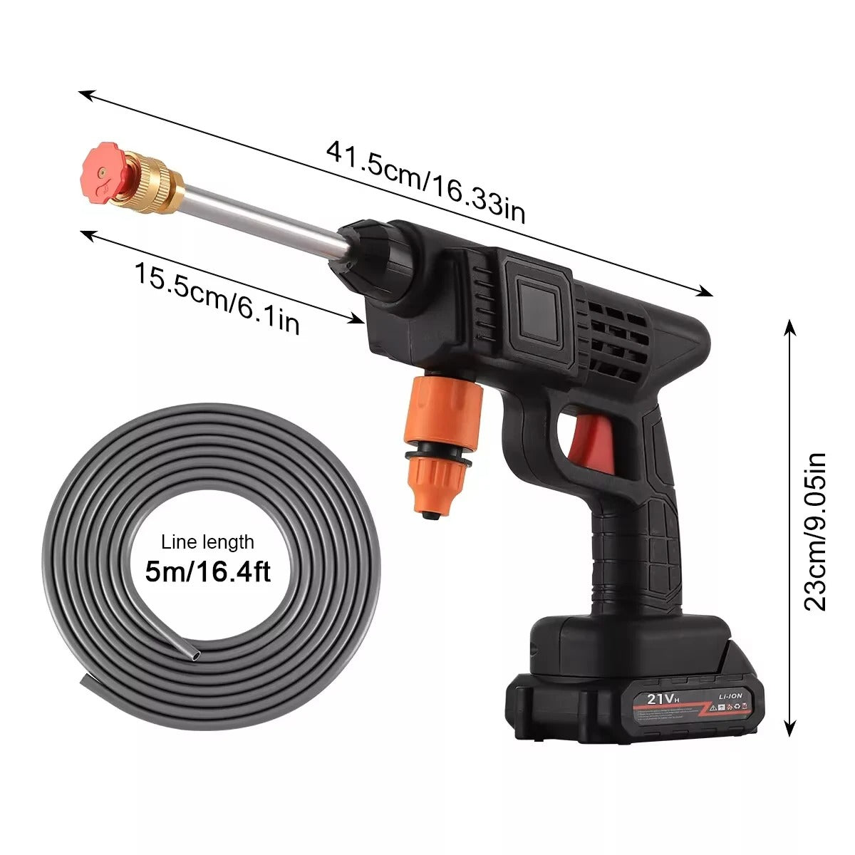Portable Electric Pressure Washer Gun – 260W, 30BAR Peak Pressure, Rechargeable 24V Cordless Power Cleaner