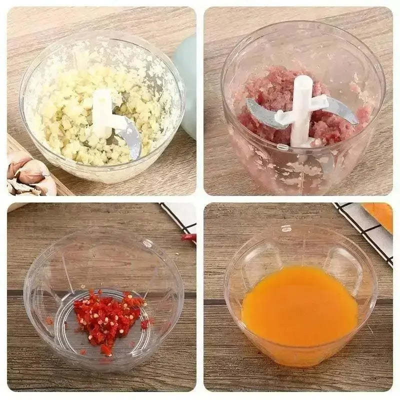 Manual Rotary Garlic & Vegetable Chopper – 500ml/900ml Hand-Powered Food Processor for Kitchen Prep