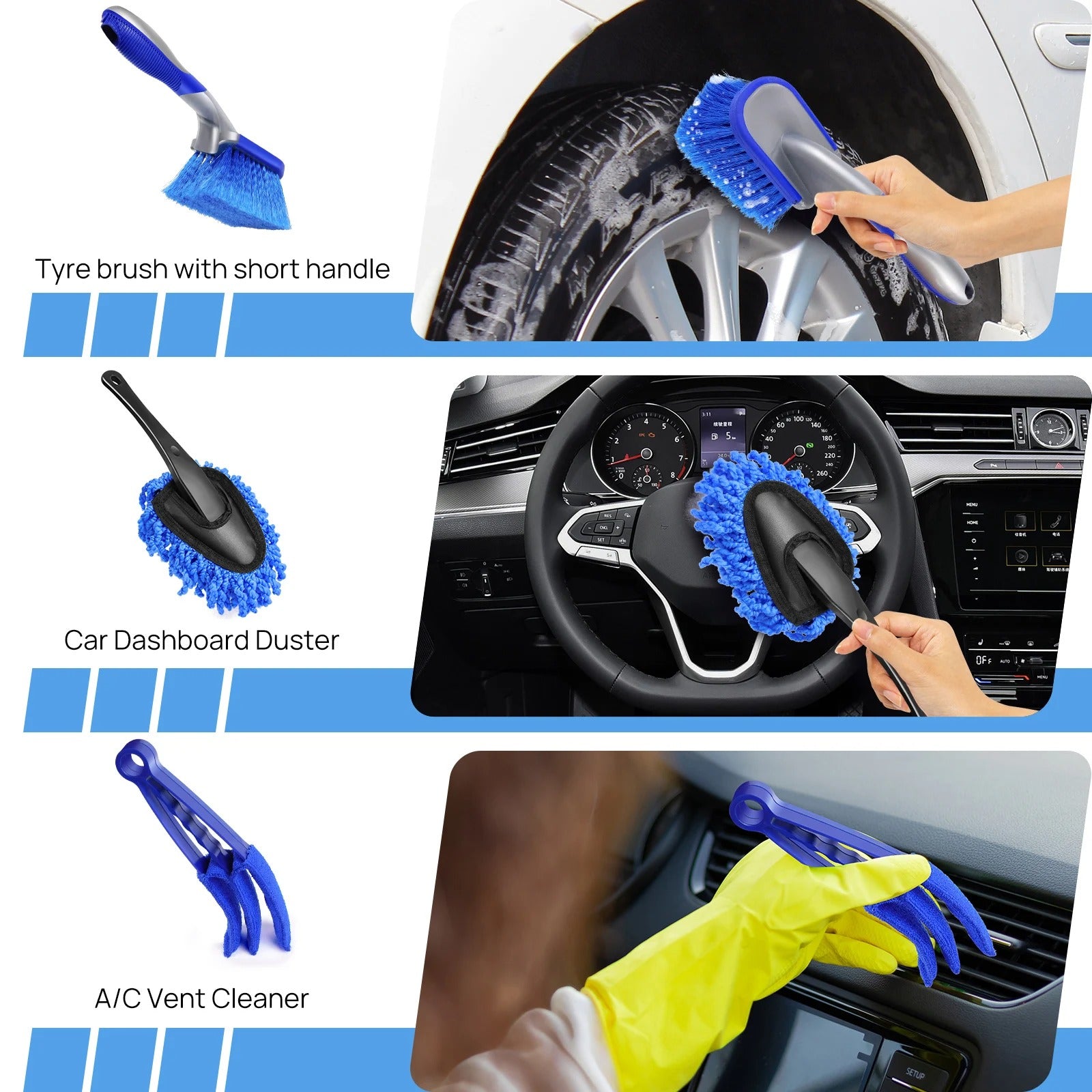 29PCS Car Detailing Brush Kit – Complete Auto Cleaning Set for Interior, Wheels, Vents & Polishing