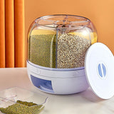 Rotating Rice & Grain Dispenser – 6-Compartment Sealed Food Storage Container, Insect-Proof Kitchen Organiser