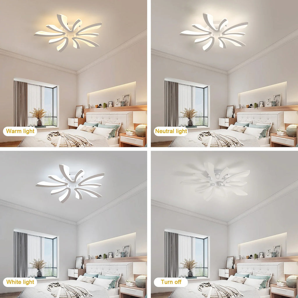 Modern LED Ceiling Light 48W – Dimmable V-Shaped Acrylic Flush Mount with Remote Control, 3000K/4000K/6500K for Bedroom, Living Room & Kitchen