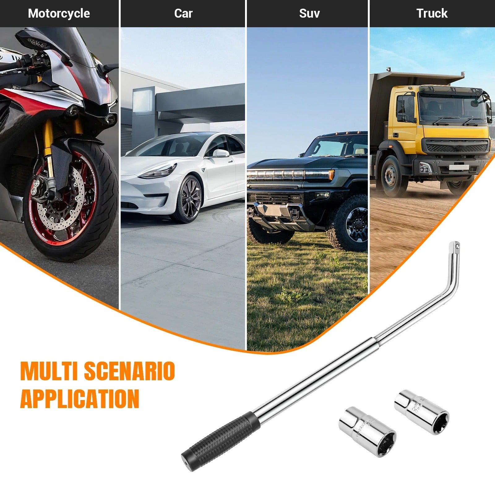 High-Torque Telescopic Wheel Nut Wrench – Universal Extendable Lug Wrench for Roadside Breakdown Emergencies