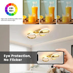 Modern 36W LED Ceiling Light – Golden Acrylic Chandelier Lamp, 3000K Warm White for Bedroom