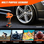 Portable Electric Car Tyre Pump, 180PSI High-Pressure Air Compressor, 21V Rechargeable & 12V Car Adapter