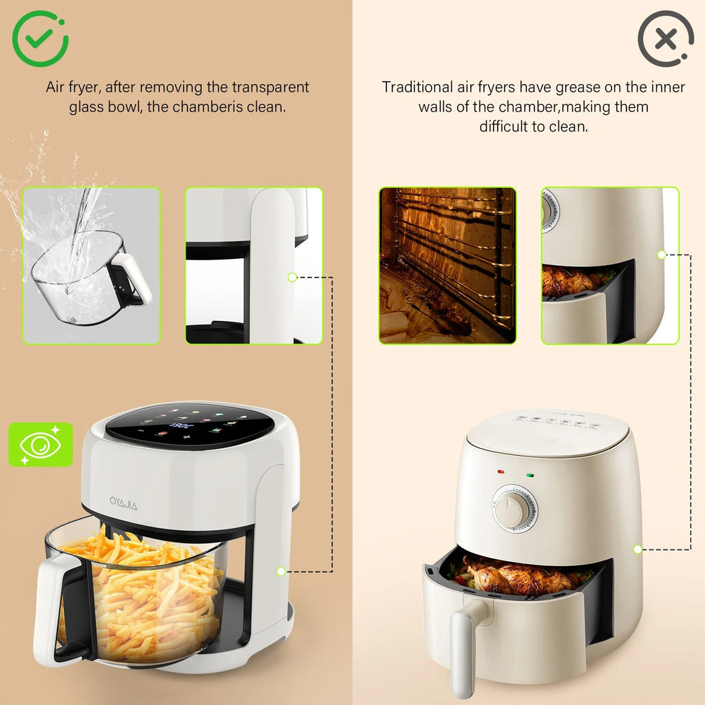 1800W Digital Air Fryer – 5L Large Capacity Oil-Free Cooker with Energy-Saving Rapid Hot Air Technology