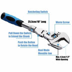 10-Inch Multi-Function Adjustable Ratchet Wrench – 180° Folding Head & High-Torque Precision Tool