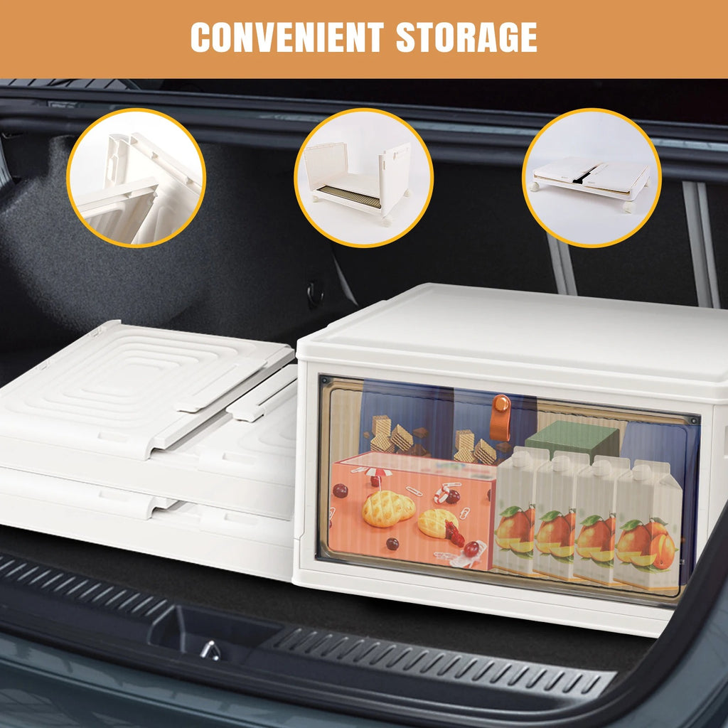 3/4/5 Tier Stackable Storage Boxes with Lids | Foldable Plastic Organiser with Lockable Wheels for Home & Office