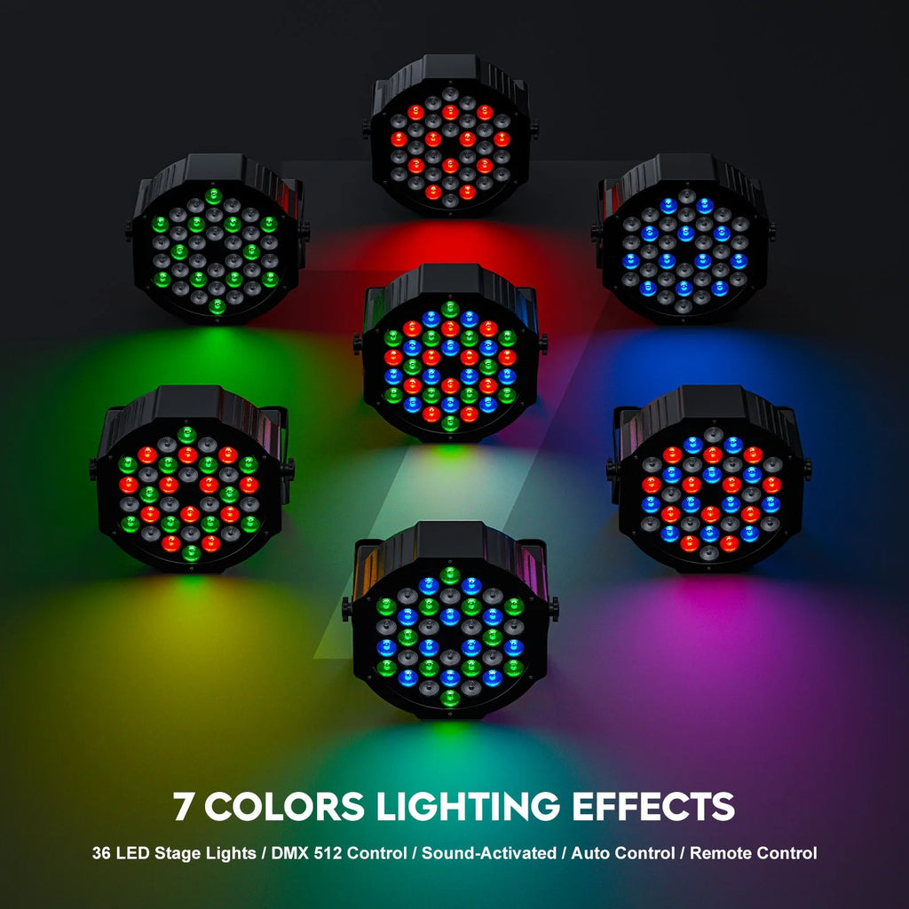 4/8PCS 36LEDs RGB Par Lights Remote & DMX Control Stage Light Effect Projector for Church Wedding Party Club Music Live
