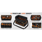 17-Inch Heavy-Duty Tool Tote Bag – Waterproof Multi-Pocket Organizer for Electricians & Mechanics