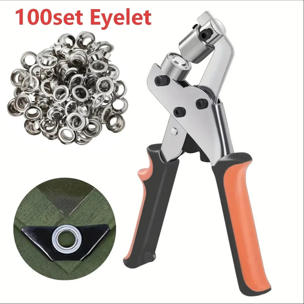 10mm Handheld Eyelet Punch Plier Kit – Heavy-Duty Grommet Tool for Leather, Fabric, Canvas & Tarps