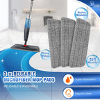 Wet and Dry Spray Mop Floor Wiper with Spray Function with 3 Wiper Pads and Window Scraper, 360° Rotating Mop 700ml