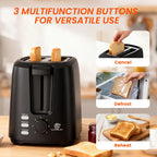 2-Slice Stainless Steel Toaster – Wide-Slot Breakfast Machine with 6 Browning Levels & Auto Pop-Up