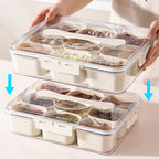 9-Compartment Divided Serving Tray with Lid – PET Snack & Food Storage Box