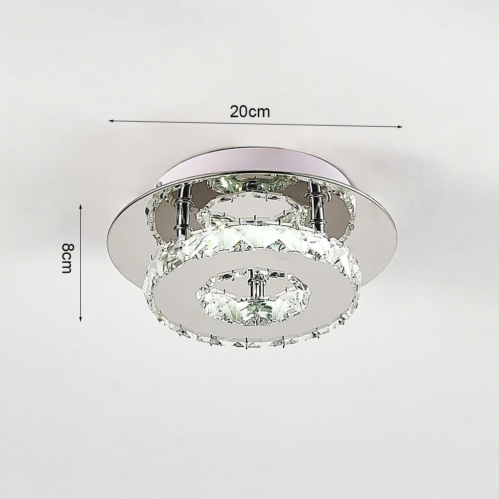Modern Crystal Ceiling Light Stainless Steel Frame K9 Glass Crystals, 12W  LED, Cool White for Living Room Dining Room Hallway