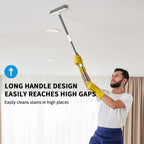 2-in-1 Rubber Broom with Squeegee – Silicone Pet Hair Remover, Long Handle Floor & Window Cleaning Brush