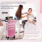 Makeup Trolley Case Detachable 4 in 1 Alloy Train Briefcase for Nail Manicure on Wheels Lock Salon Large Capacity Storage Case
