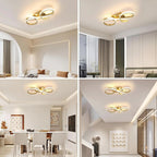 Modern 36W LED Ceiling Light – Golden Acrylic Chandelier Lamp, 3000K Warm White for Bedroom