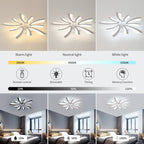 Modern LED Ceiling Light 48W – Dimmable V-Shaped Acrylic Flush Mount with Remote Control, 3000K/4000K/6500K for Bedroom, Living Room & Kitchen