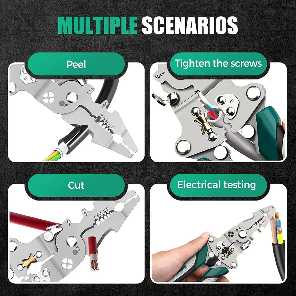 18-in-1 Foldable Wire Stripper Pliers – Multifunction Electrician Tool with Wire Cutting, Stripping & Crimping Functions | Compact Chrome Vanadium Steel Electrical Repair Tool