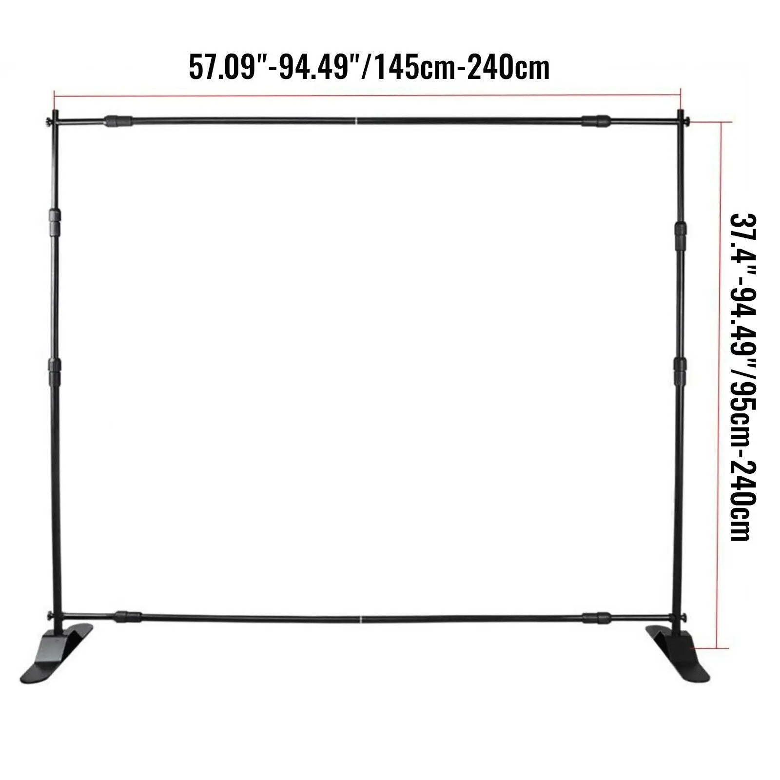 3x2.4M Backdrop Background Stand Adjustable Telescopic Backdrop Banner Stand for Photocall Video Wedding Event Party
