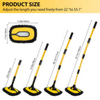 15° Arc Retractable Car Cleaning Brush | Extendable Microfiber Mop for RV, Truck & Camper