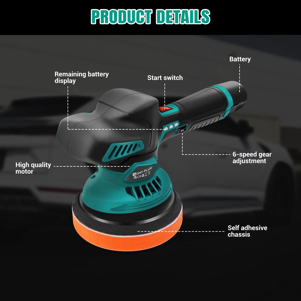 Electric Car Polishing Machine – Variable Speed Portable Buffer & Polisher with Dual Battery Set