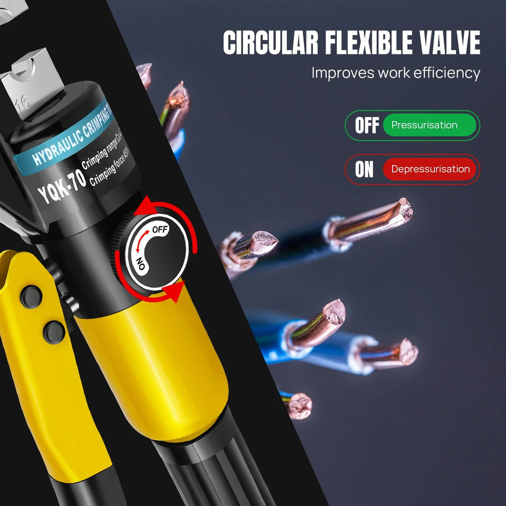 Hydraulic Crimping Tool Set 100KN – Heavy Duty Wire & Battery Cable Lug Crimper with 9 Dies (4–70mm²) | Manual Hydraulic Terminal Crimping Tool Kit with Case